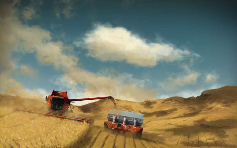 Harvesting in the golden field