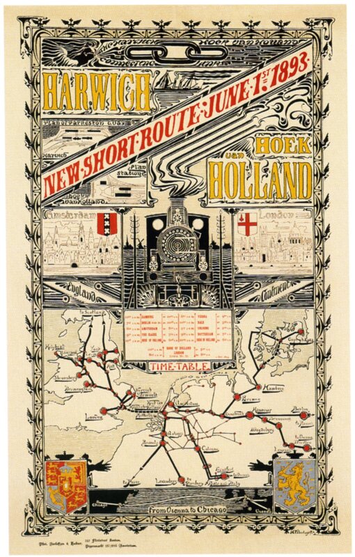 Harwich to Holland train route poster