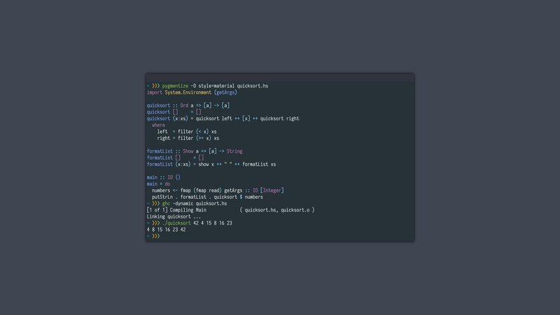 Haskell Code in Terminal