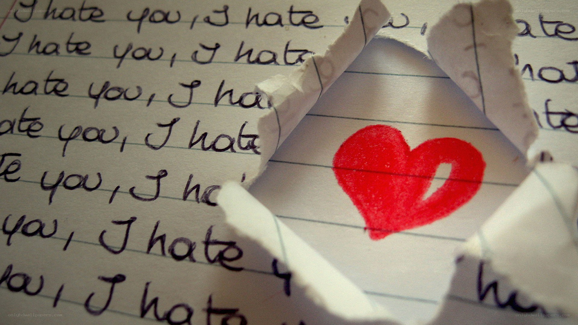 hate note with heart