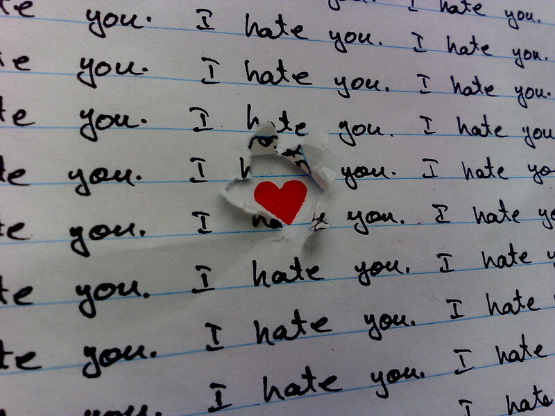 hate note with heart