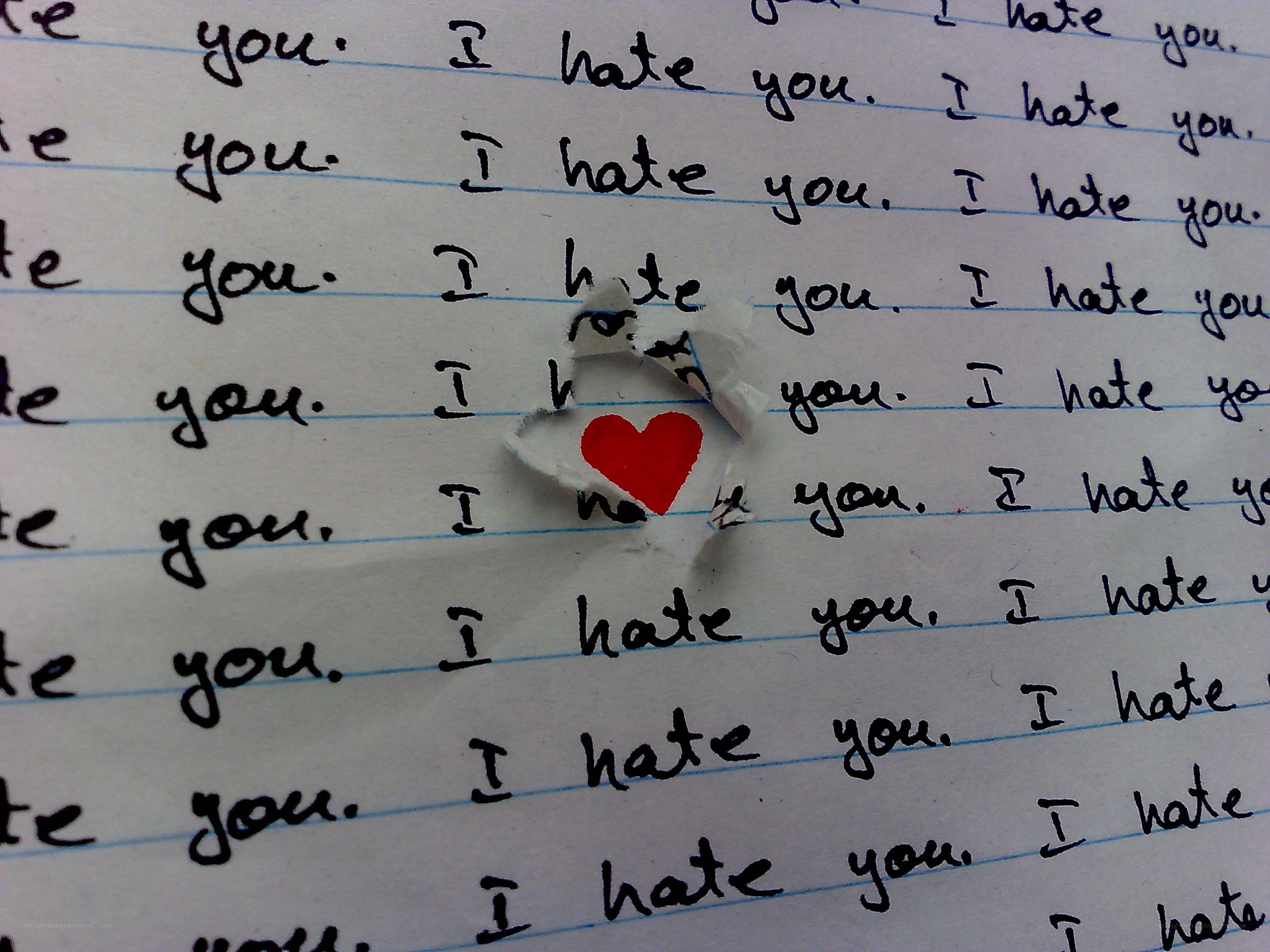 hate note with heart