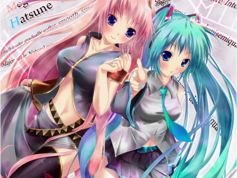 Hatsune Miku and a pink-haired girl