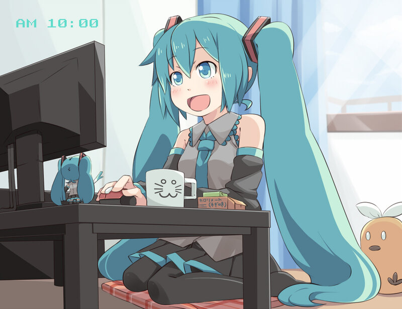 hatsune miku at computer