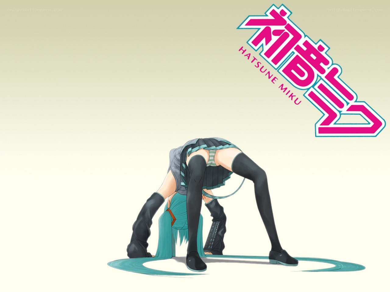 Hatsune Miku bending forward