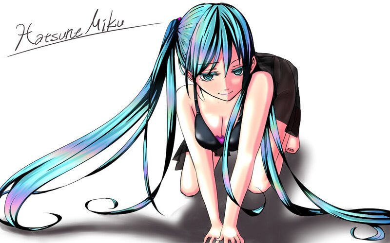 Hatsune Miku crouching