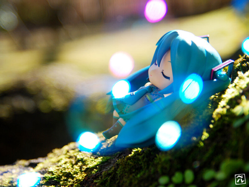 Hatsune Miku figurine in nature