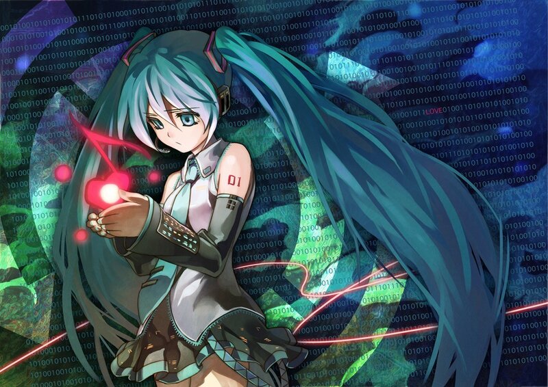 Hatsune Miku holding a heart