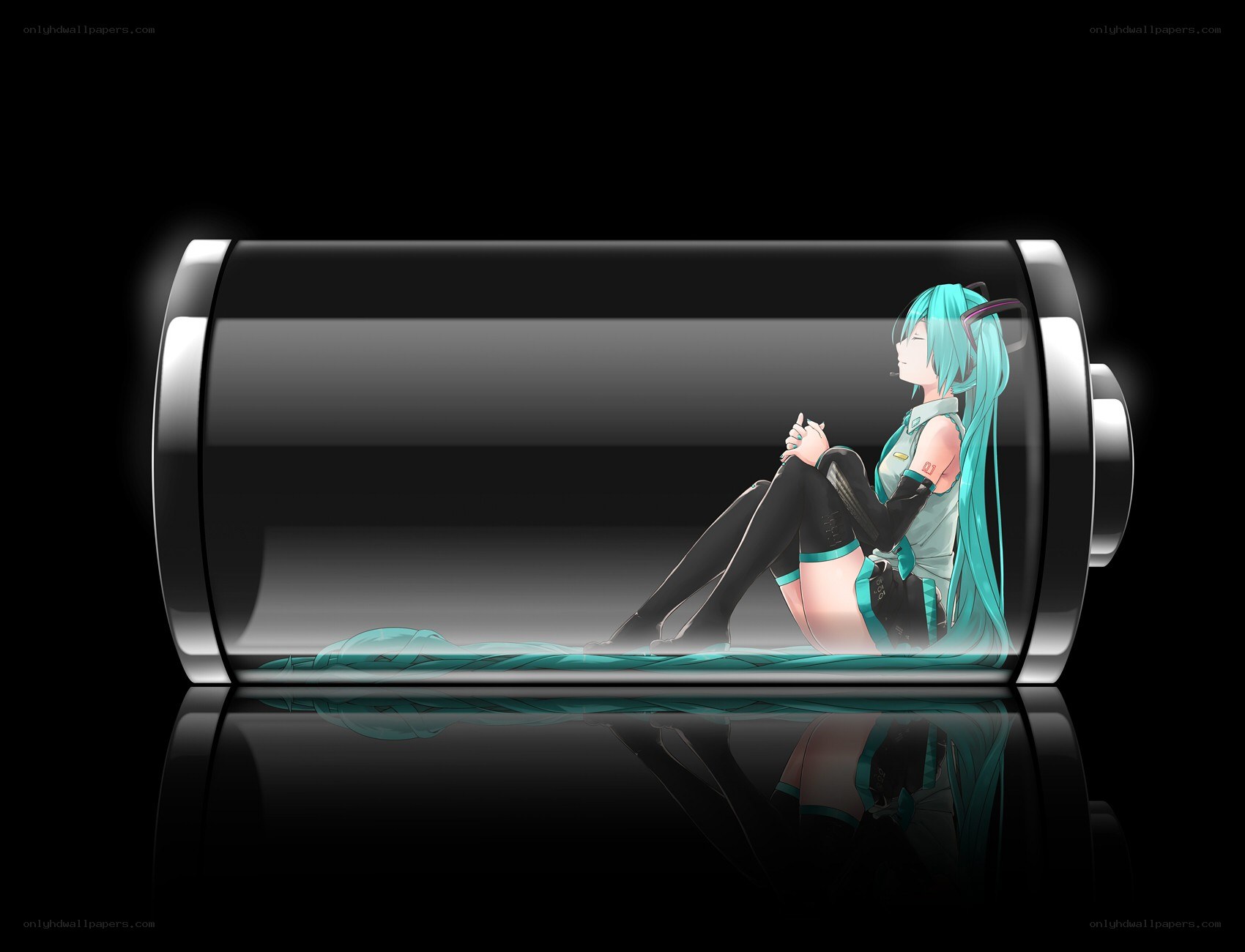 Hatsune Miku in a battery