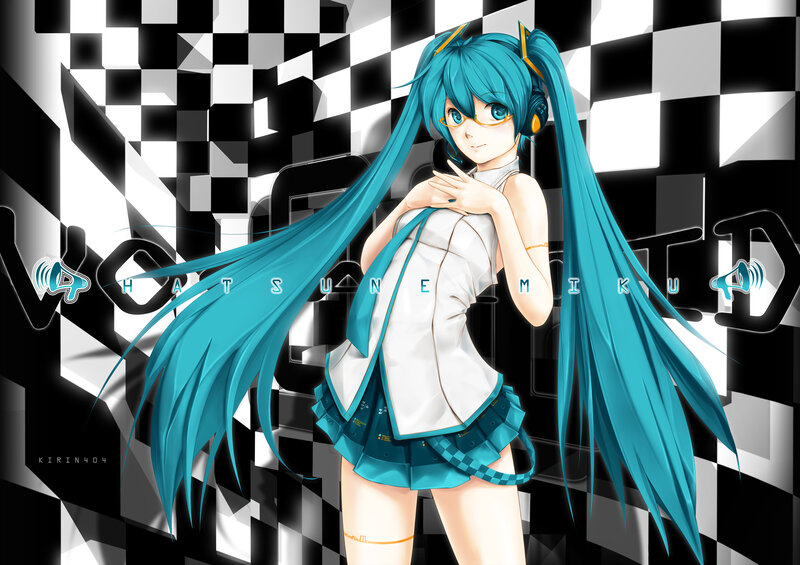 Hatsune Miku in a checkered room