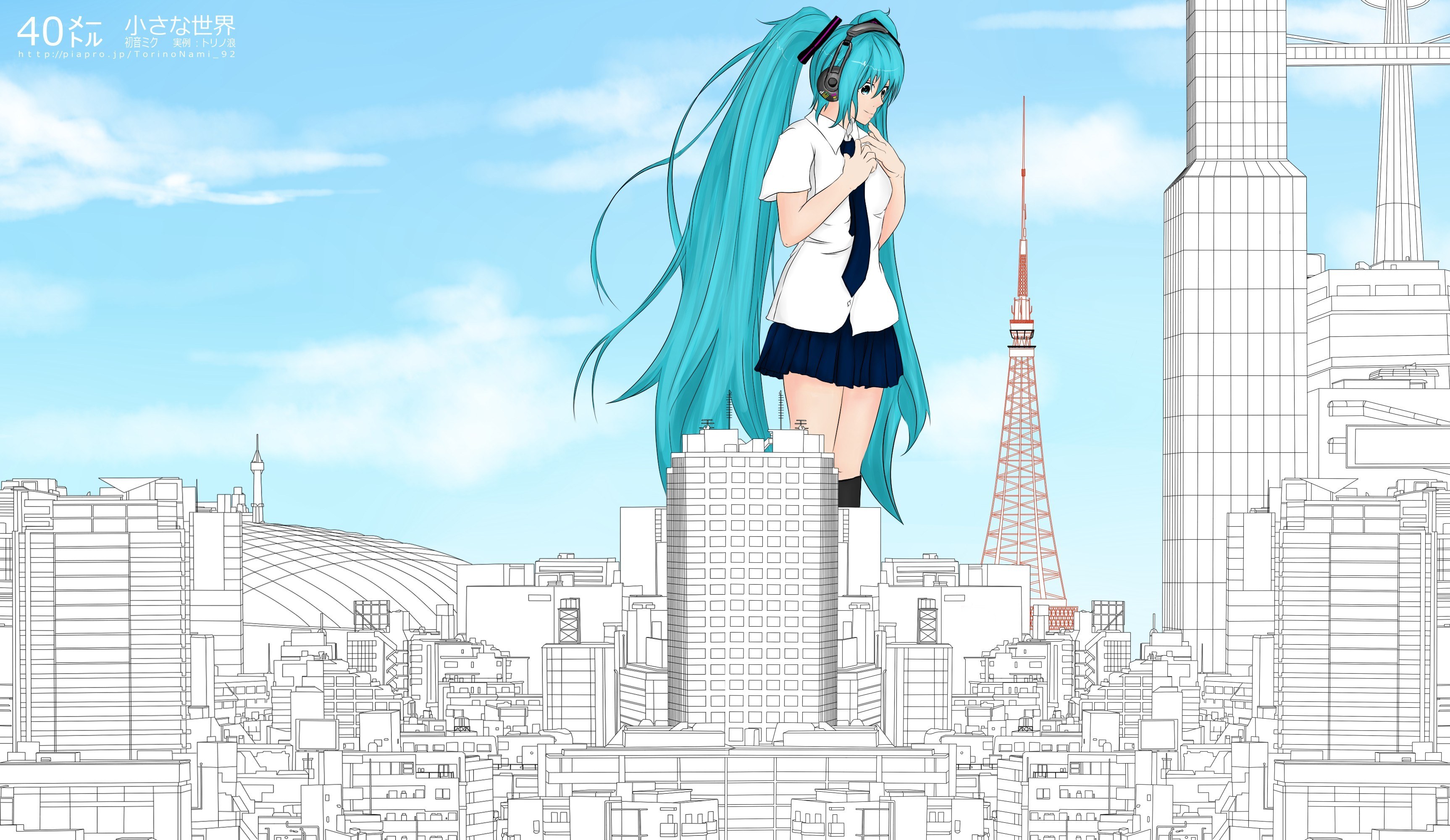 Hatsune Miku in a city