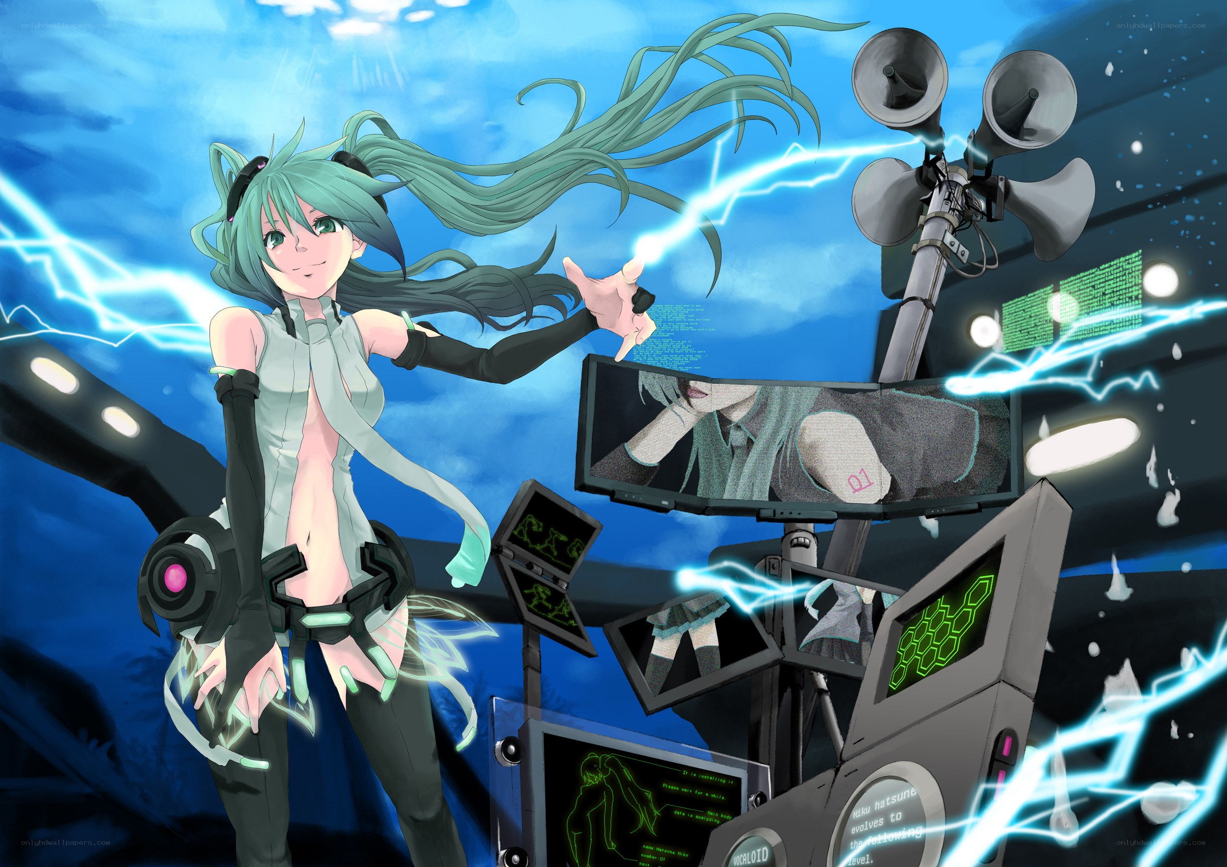 Hatsune Miku in a cybernetic scene