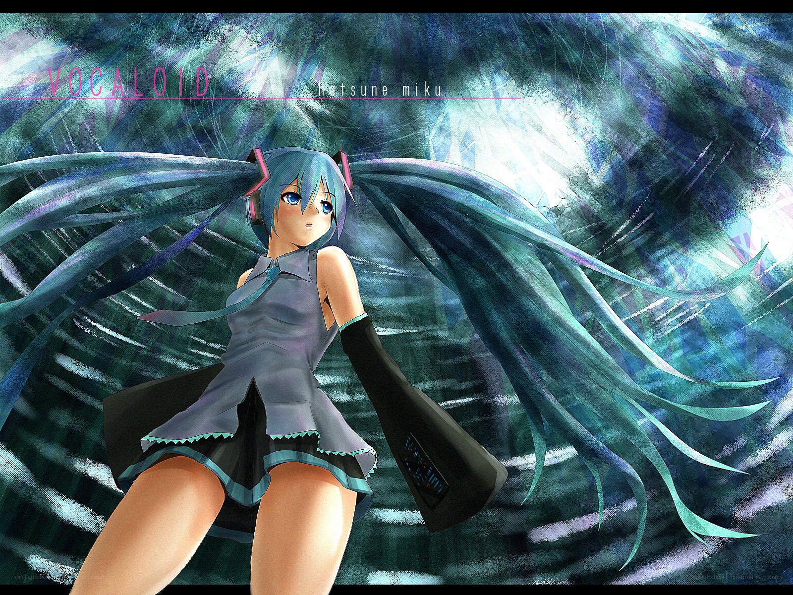 Hatsune Miku in a digital storm