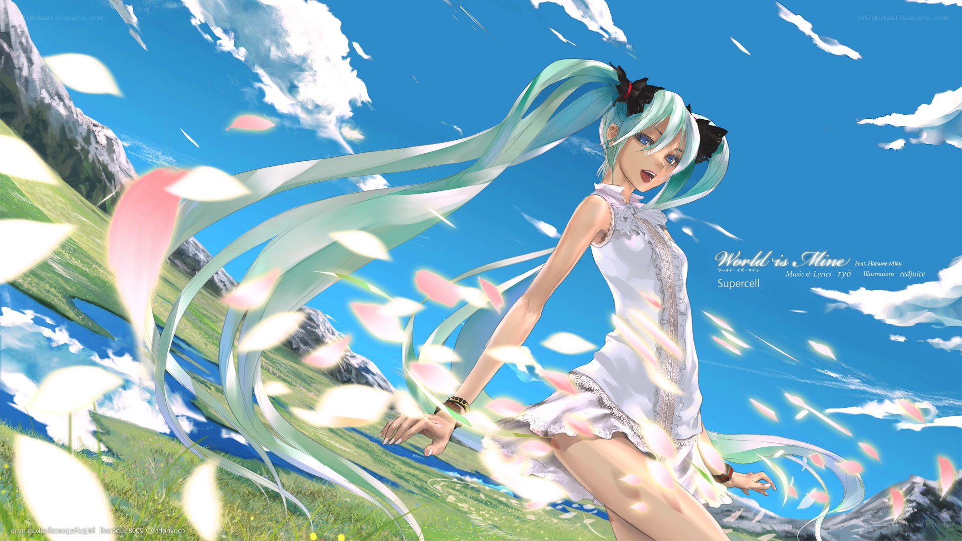 Hatsune Miku in a field