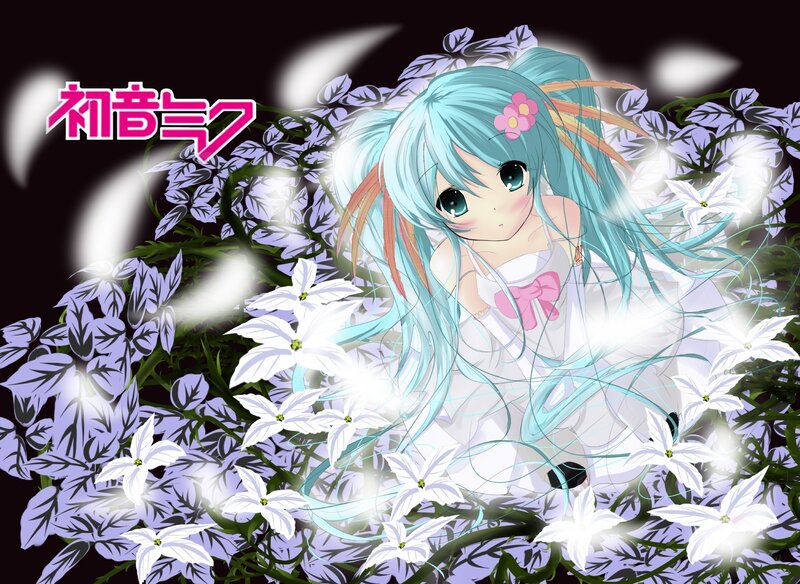 Hatsune Miku in a flower field