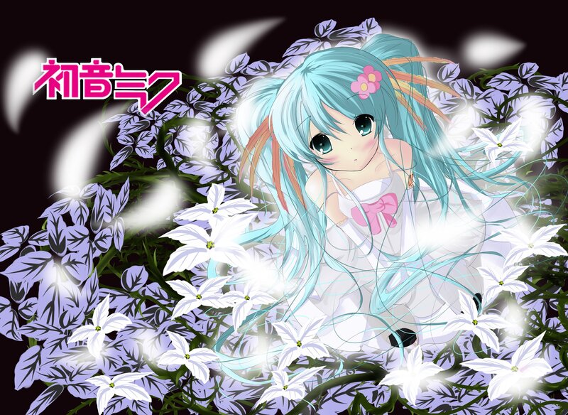 Hatsune Miku in a flower garden