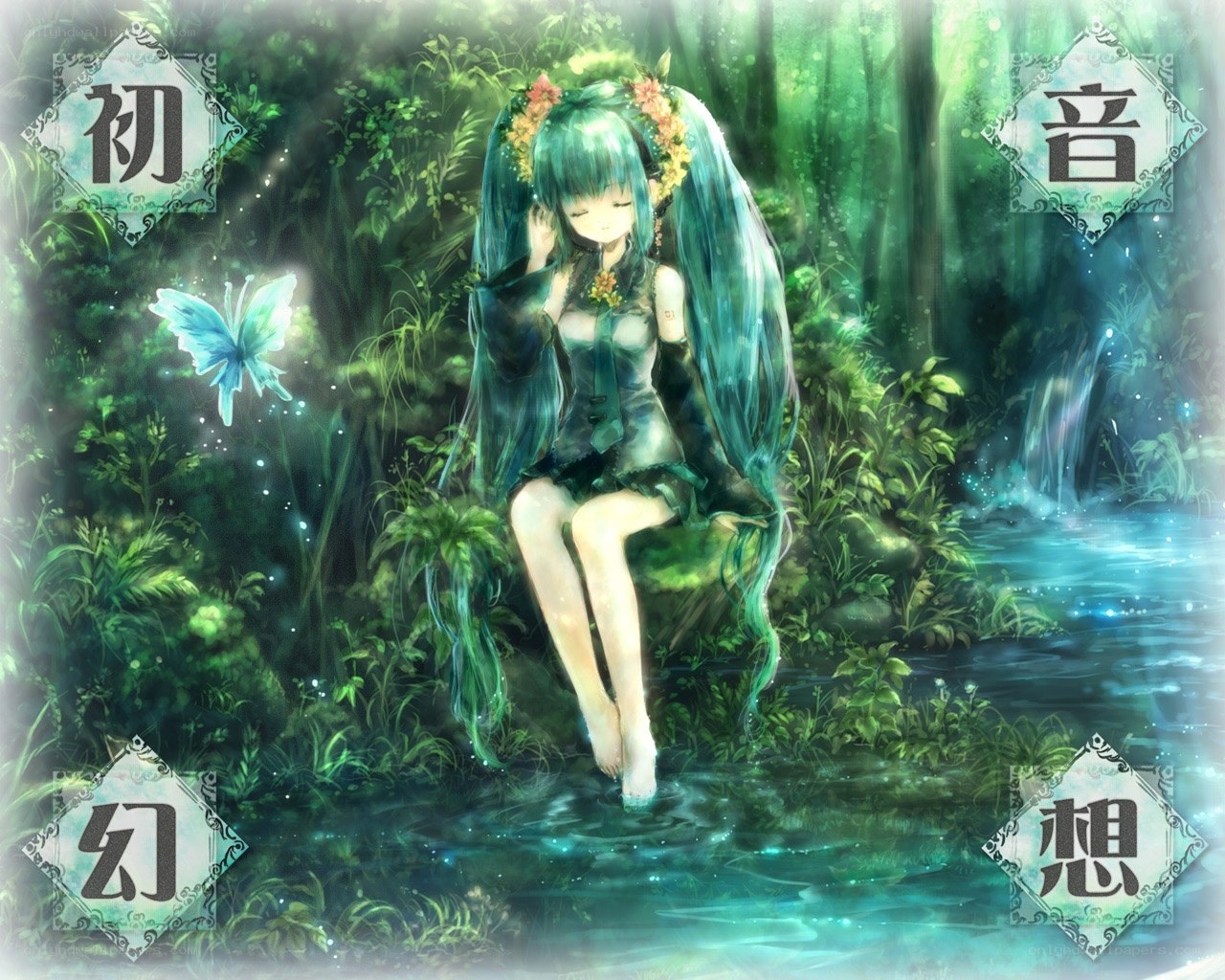 Hatsune Miku in a forest