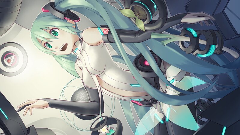 hatsune miku in a futuristic setting
