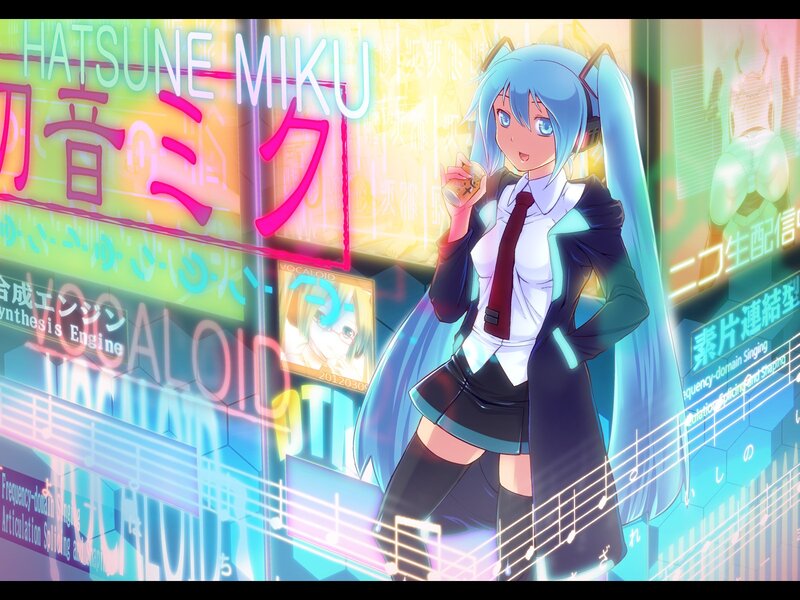 Hatsune Miku in a neon city