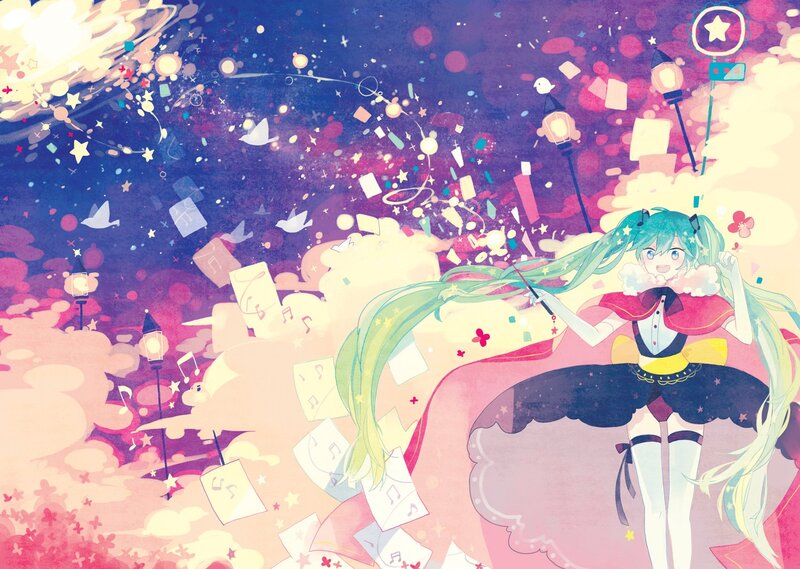 Hatsune Miku in a starry night