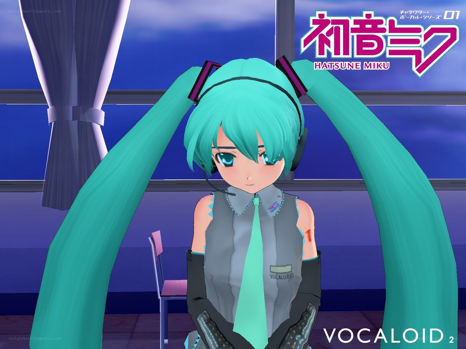 Hatsune Miku in a studio