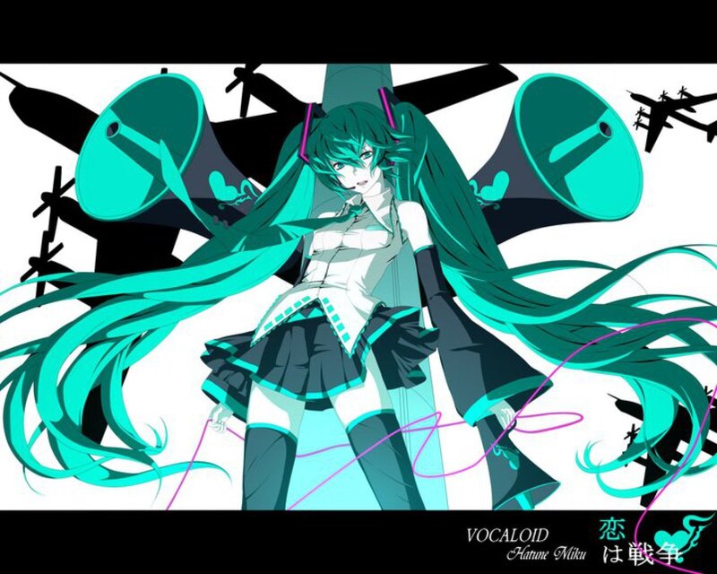 Hatsune Miku in a war-themed illustration