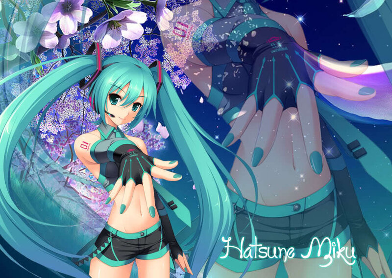 Hatsune Miku in cherry blossoms