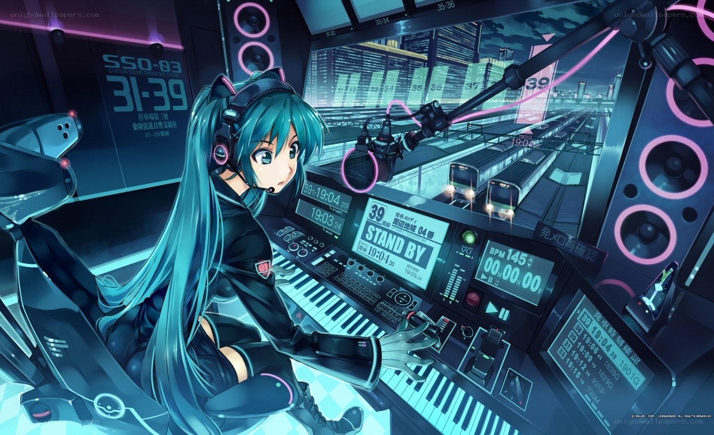 hatsune miku in control room