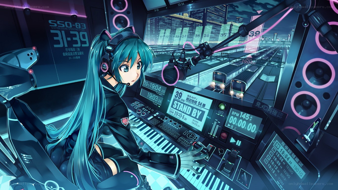 hatsune miku in control room