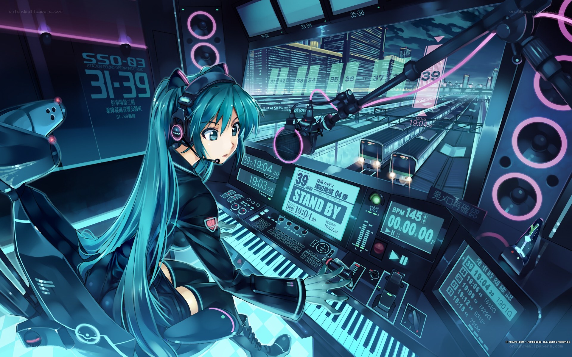 hatsune miku in control room
