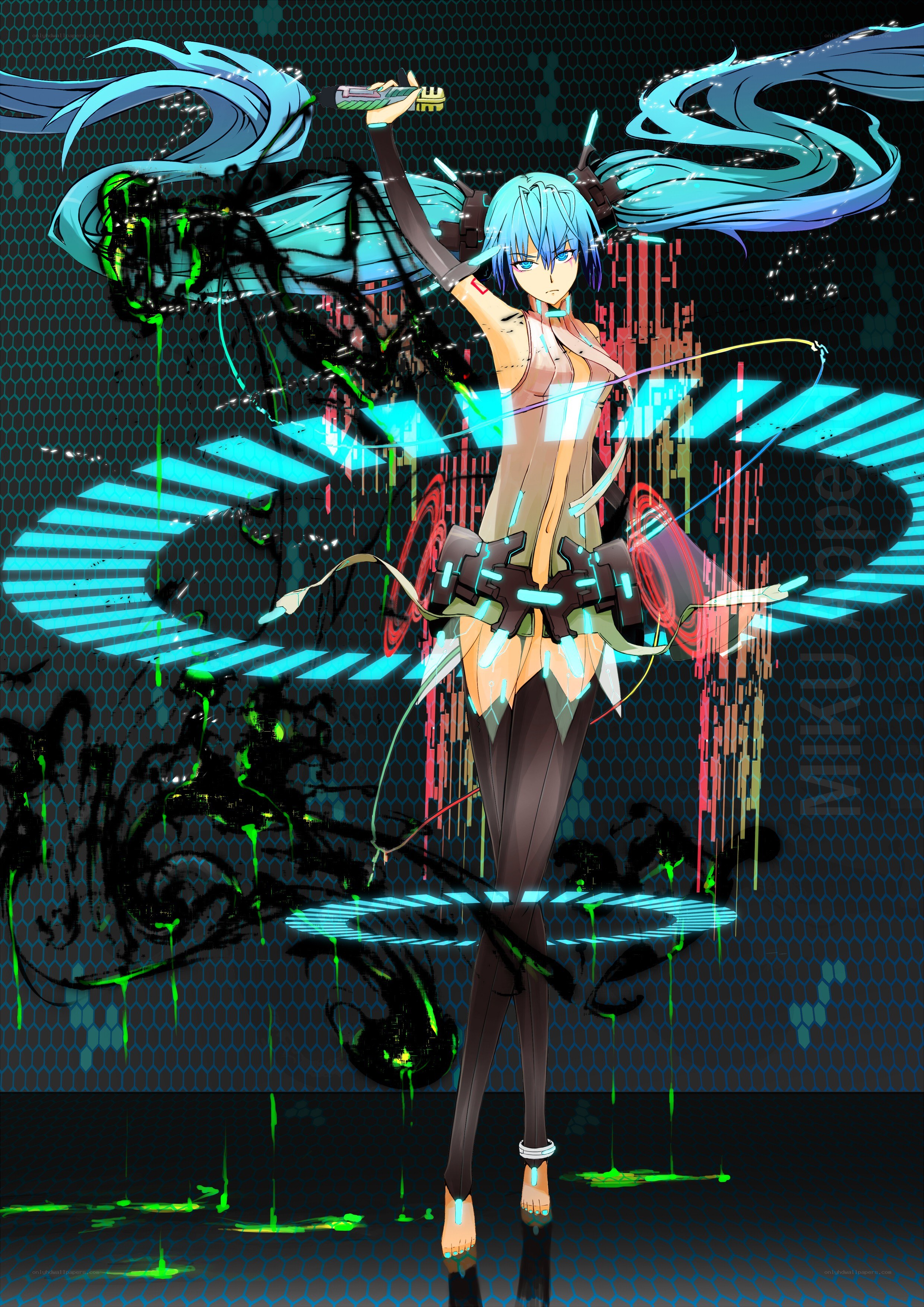hatsune miku in cyberpunk style