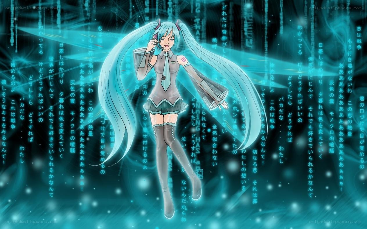 Hatsune Miku in digital rain