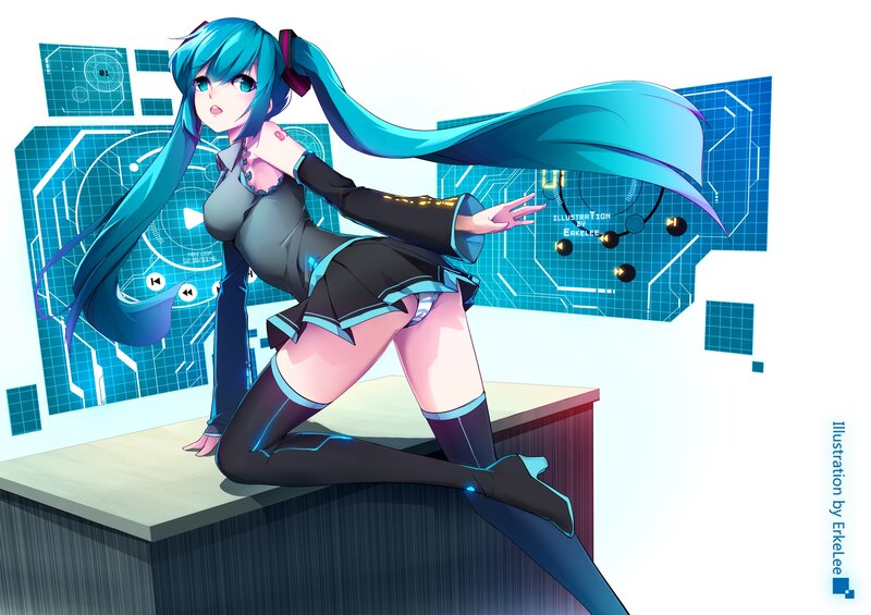 hatsune miku in futuristic setting
