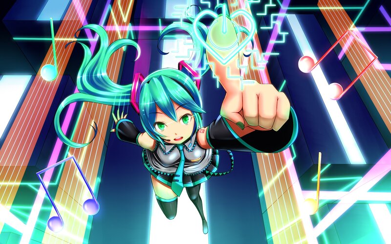 hatsune miku in neon city
