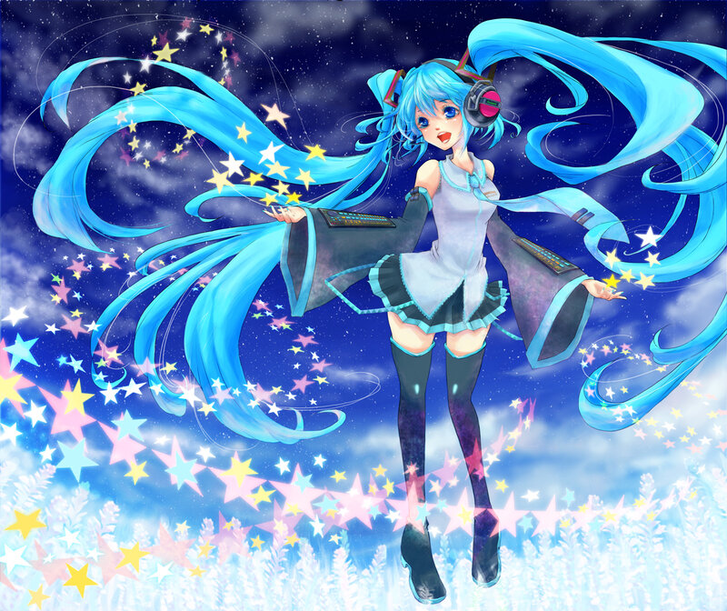 Hatsune Miku in starry night