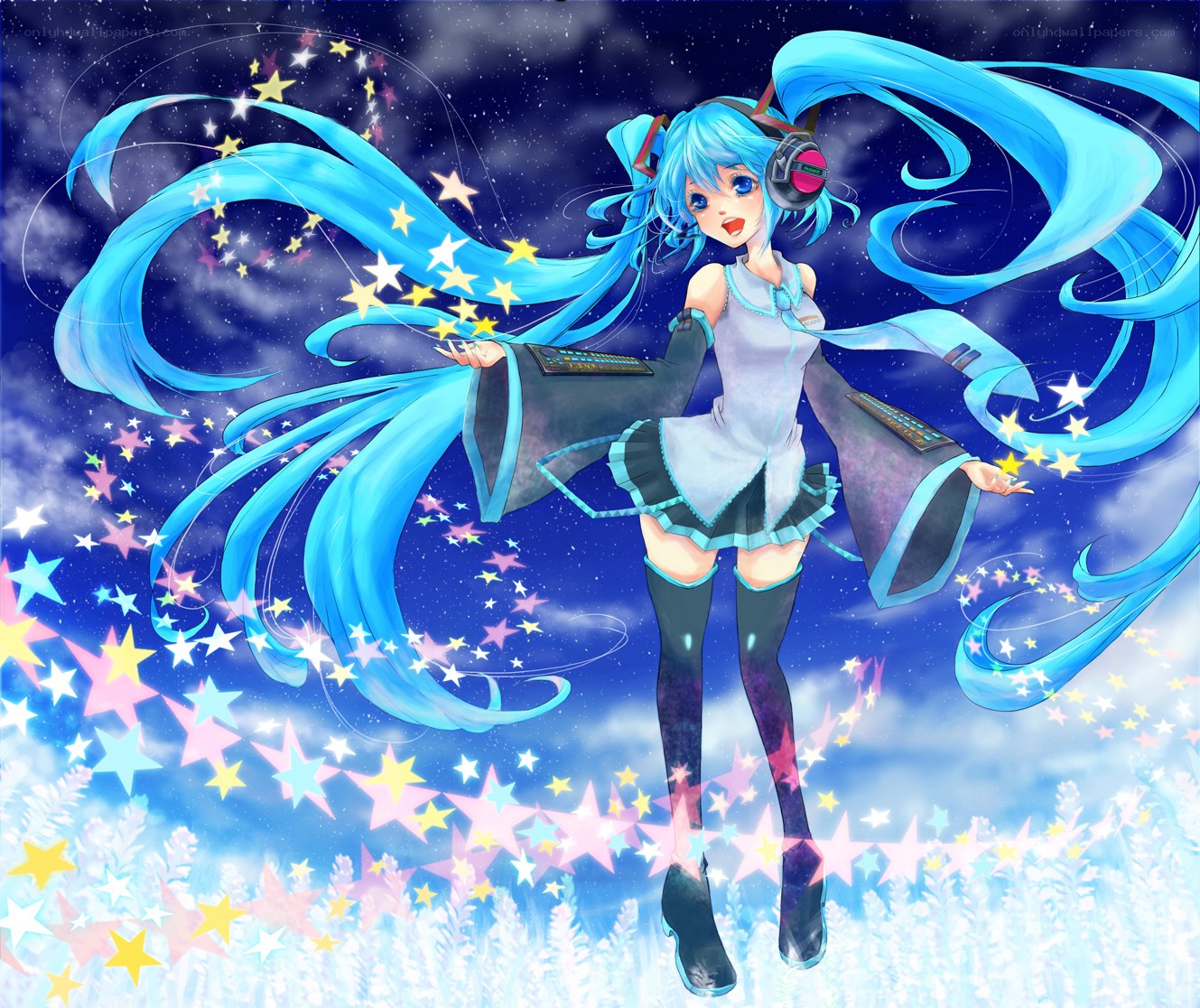 Hatsune Miku in starry night