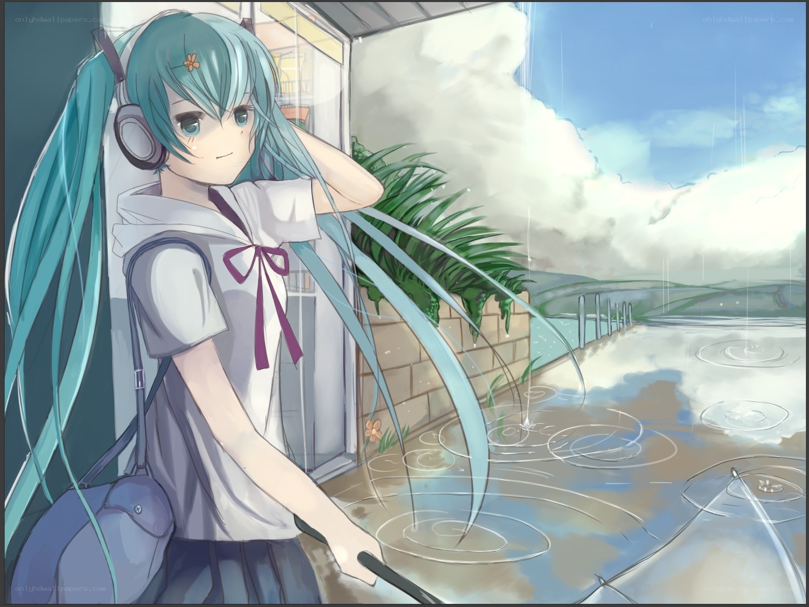 Hatsune Miku in the rain
