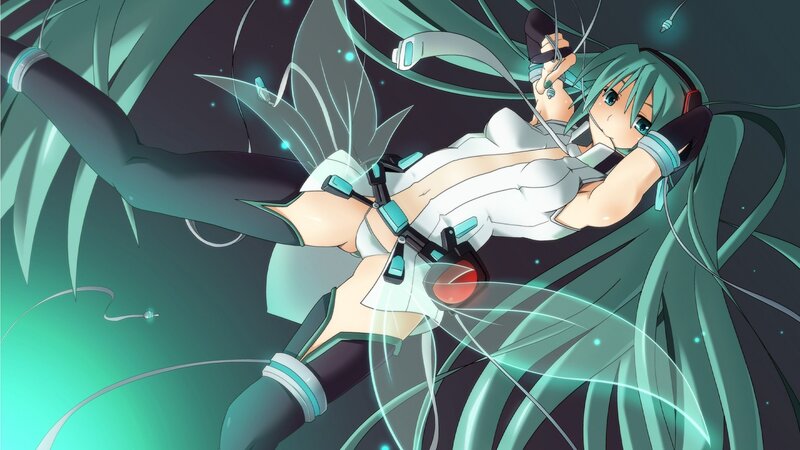 hatsune miku in white outfit