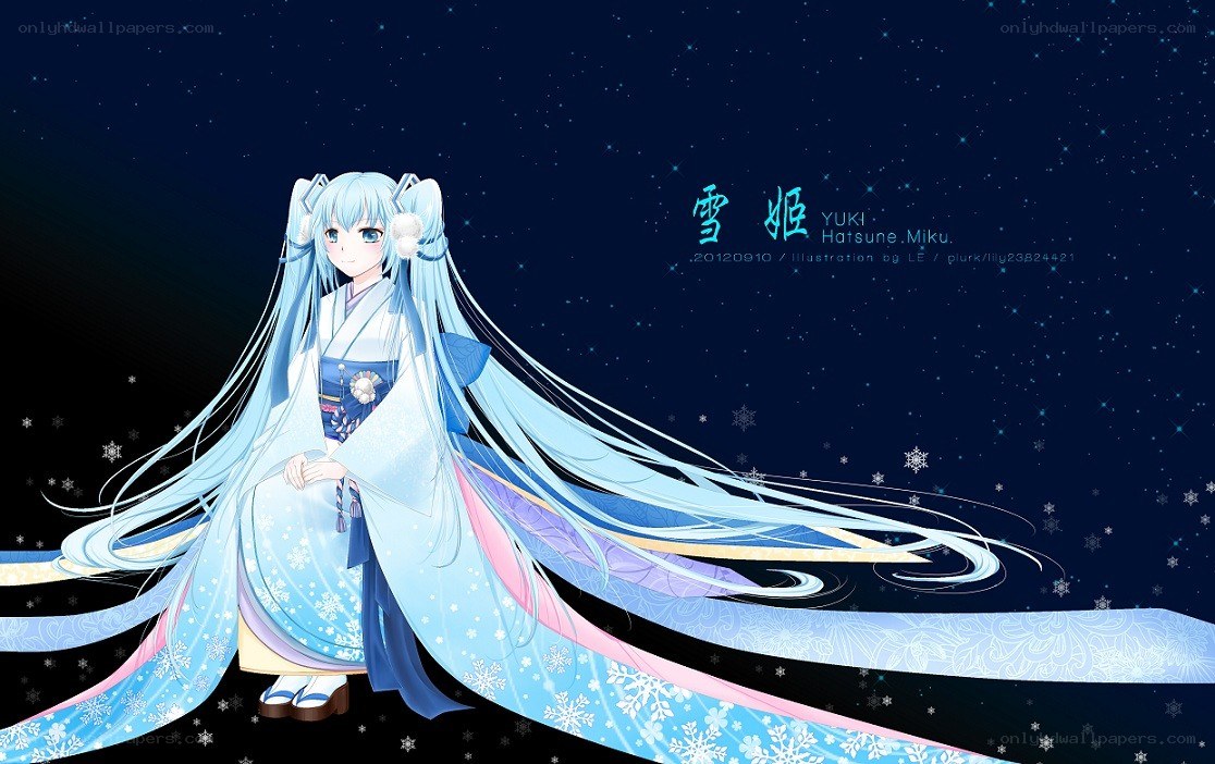 Hatsune Miku in winter kimono
