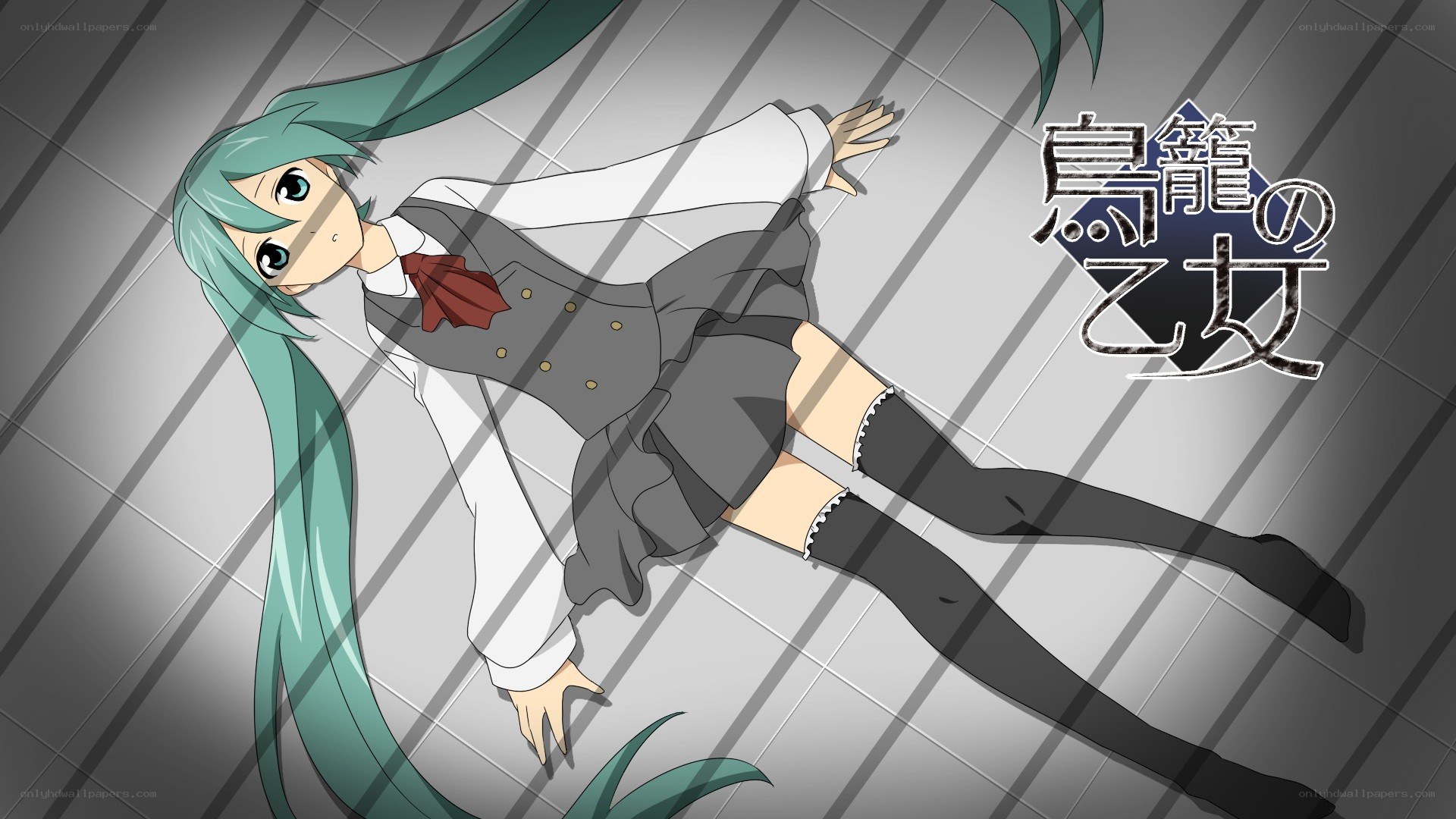 Hatsune Miku lying on floor