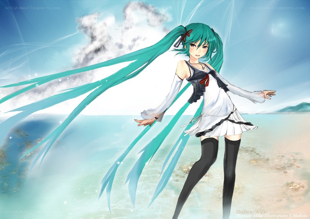 Hatsune Miku on a beach