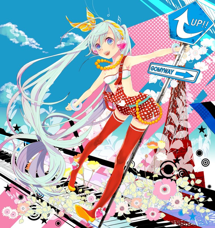 Hatsune Miku on a colorful street