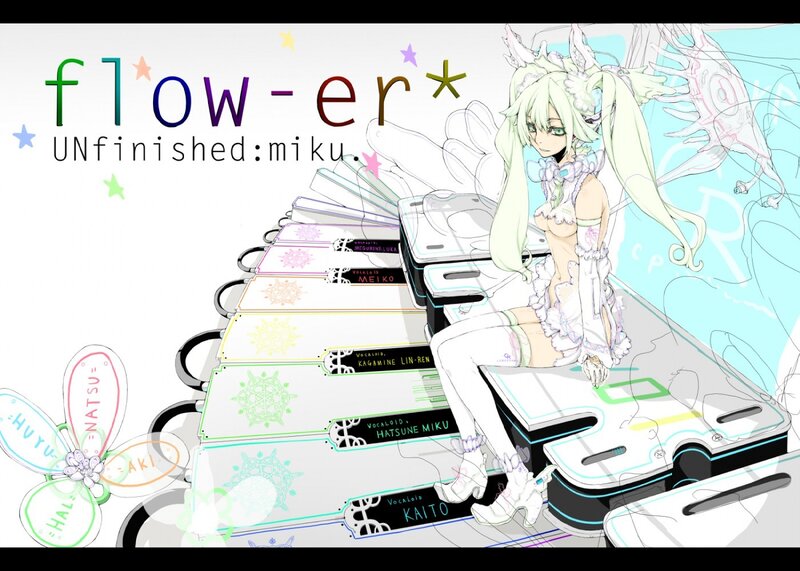 Hatsune Miku on a keyboard