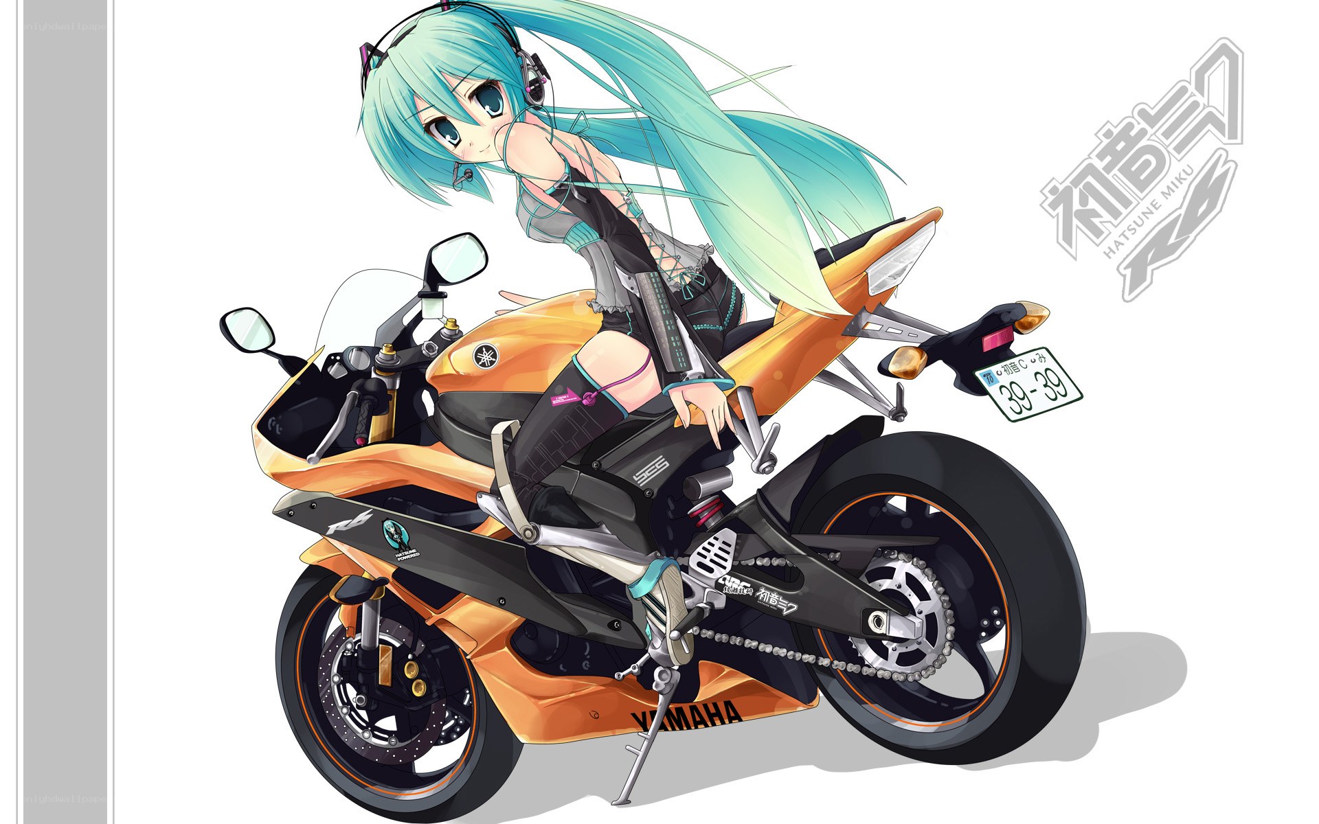 Hatsune Miku on a motorcycle