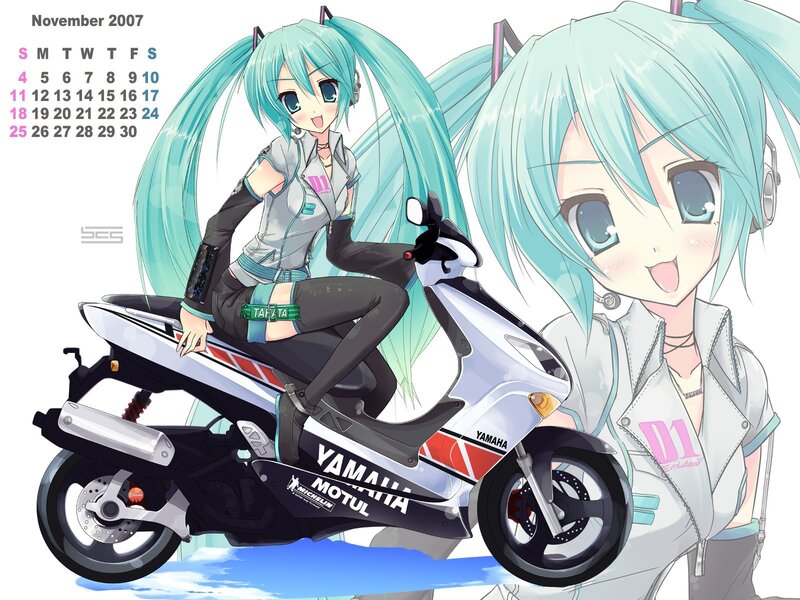 Hatsune Miku on a scooter