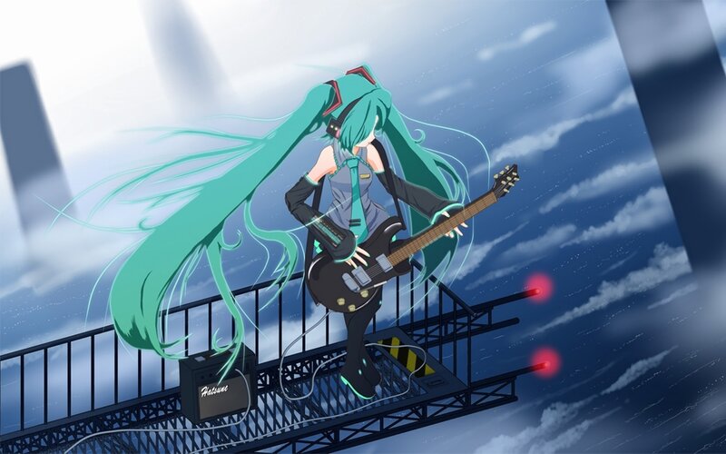 hatsune miku playing guitar