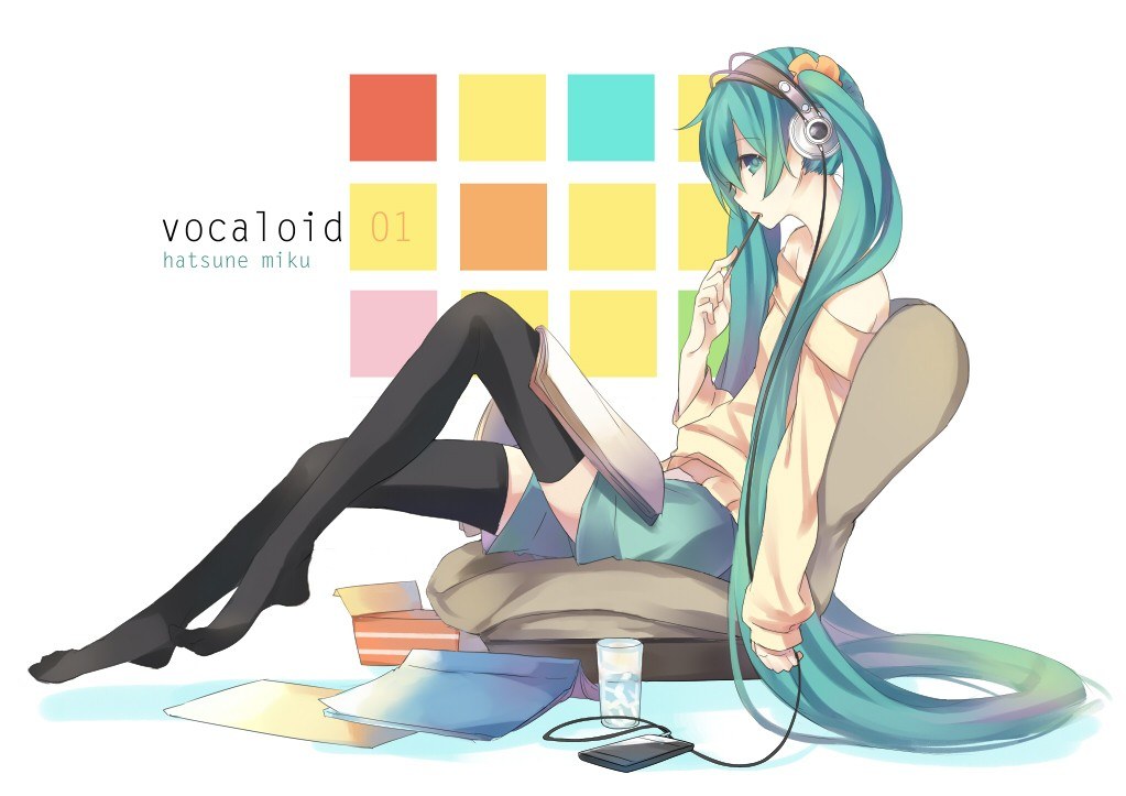 Hatsune Miku reading music