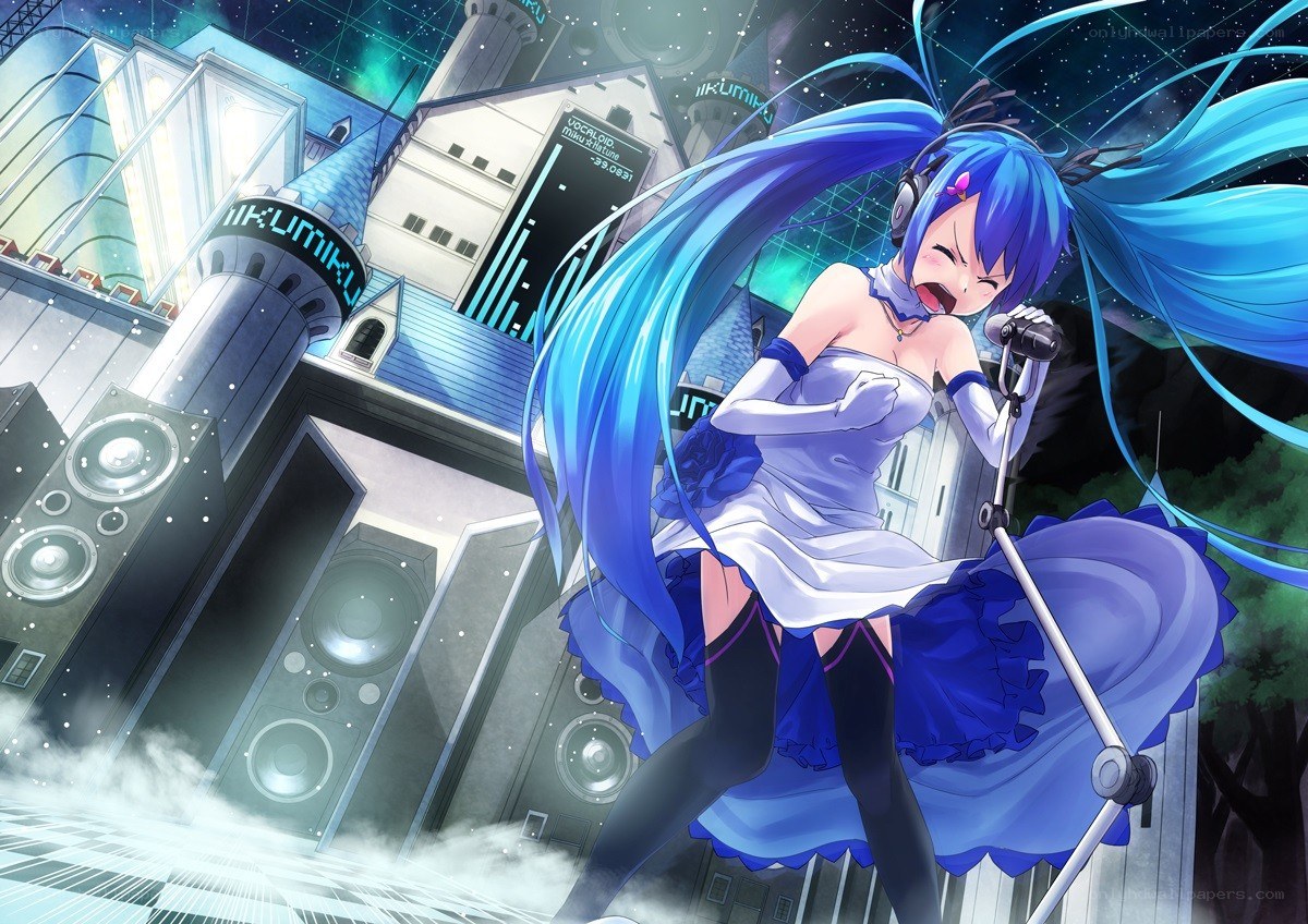 Hatsune Miku singing on stage