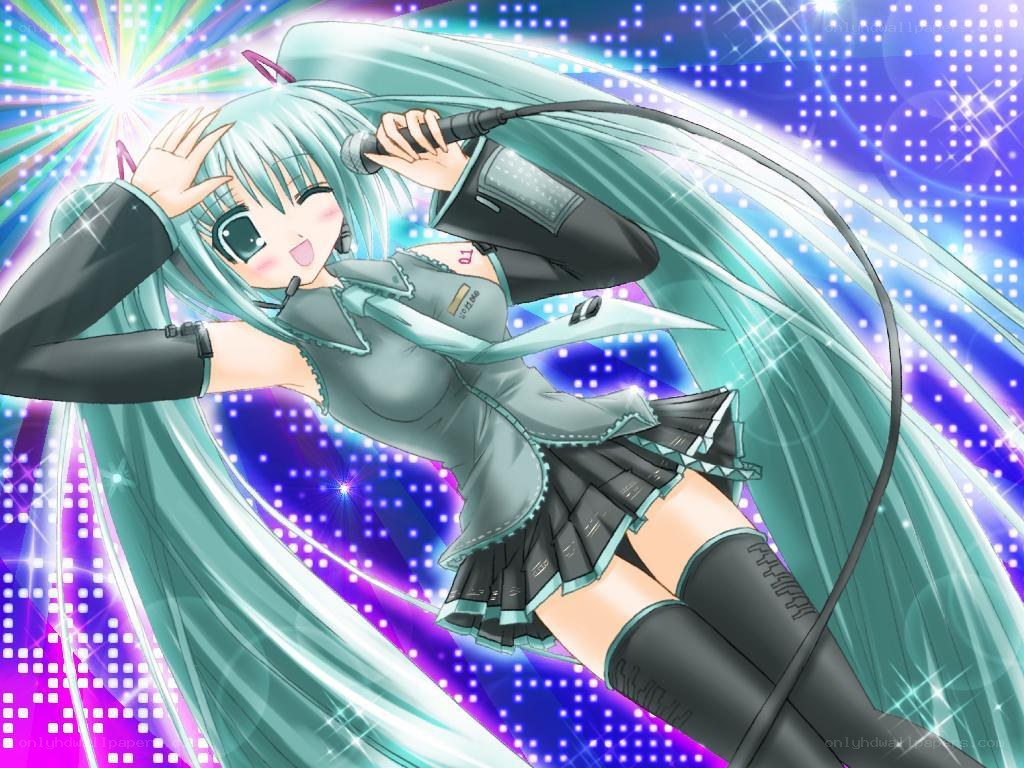 hatsune miku singing on stage