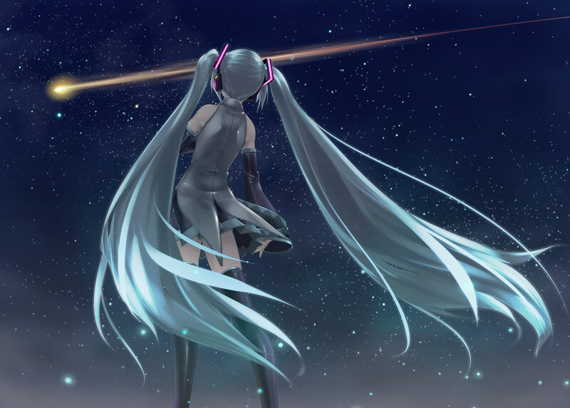 hatsune miku under stars